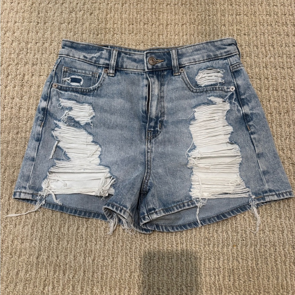American Eagle Outfitters Blue Distressed Jean Shorts